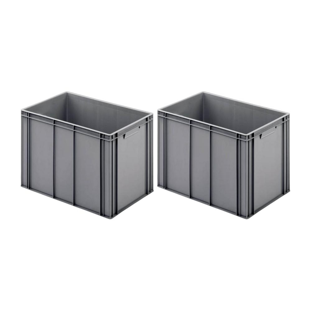 PROREGAL 2x Eurobehälter mit geschlossenem Griff | HxBxT 42x40x60cm | 70 Liter | Grau | Eurobox, Transportbox, Transportbehälter