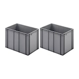 thumbnail of PROREGAL 2x Eurobehälter mit geschlossenem Griff | HxBxT 42x40x60cm | 70 Liter | Grau | Eurobox, Transportbox, Transportbehälter
