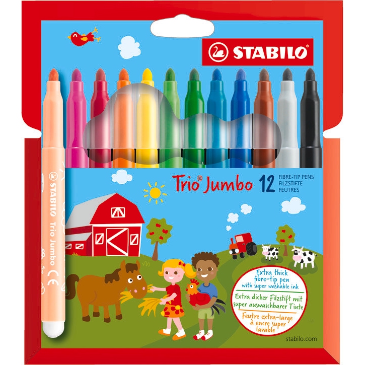 STABILO 12 feutres de coloriage pointe extra large Trio Jumbo