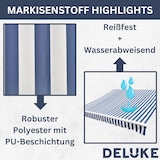 thumbnail of DELUKE® Markisenbespannung Markisenstoff Wasserabweisend Reißfest Blau-Weiß, für 300x250cm Rahmen Markise mit Volant Markisen Ersatzstoff Markisentuch