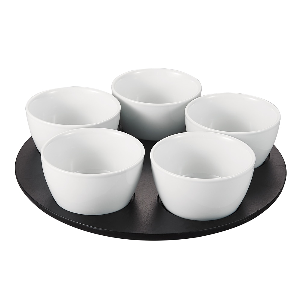 Service apéritif Piccolo 6 pièces 33 cm -  Blanc Rond Céramique Table Passion 33.00x33.00 cm