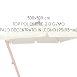 thumbnail of Ombrellone da Giardino Esterno 3x3 Palo Decentrato in Legno Telo Poliestere 210 g/mq  Top Ecru