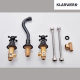 thumbnail of JULIAAN | Vintage 3-gats badkamerkraan wandmontage zwart mat | Keuken Retro RVS Kraan Spoelbak | Antieke 2-greepsmengkraan wandgastro