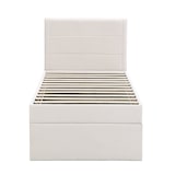 thumbnail of Einzelbett Polsterbett 90x200 cm mit Lattenrost und großem Stauraum in Beige – ideal für minimalistisches Wohnen