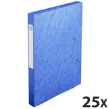 thumbnail of Exacompta 18505H 25x Archivbox Cartobox, flach geliefert, Rücken 25mm aus Colorspan-Karton, mit 3 Klappen und Gummizug, 25x33cm für DIN A4 - Blau