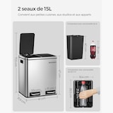 thumbnail of Helloshop26 - Cubo de basura metálico de 30 litros con doble compartimento (2 x 15 litros) con cubos interiores y asas cierre suave 12_0007272