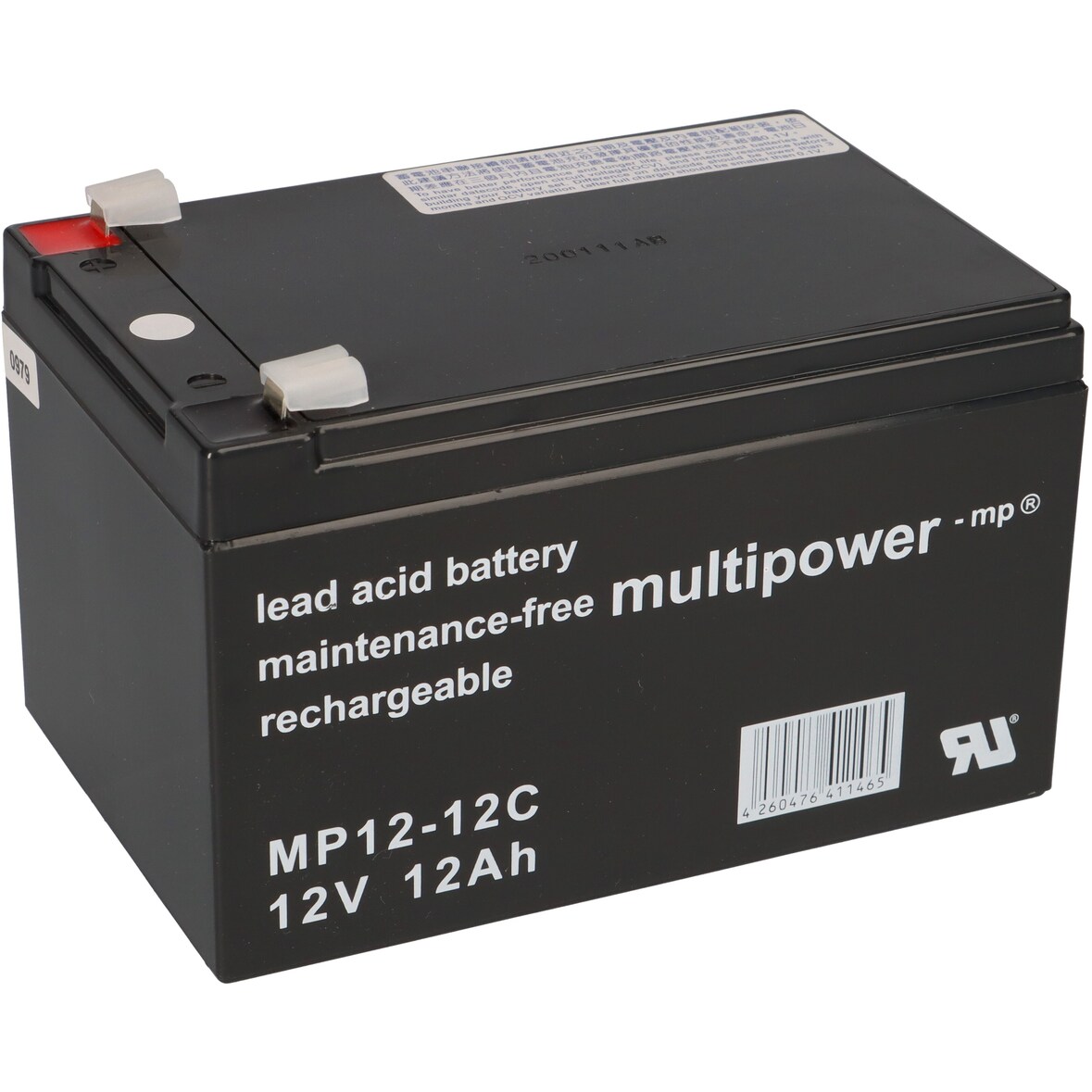 Multipower Blei-Akku MP12-12C Pb 12V/12Ah Zyklenfest Faston 6,3mm