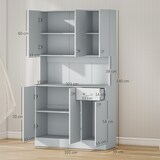 thumbnail of HOMCOM alacena de cocina armario de cocina aparador de comedor con 1 cajón 6 puertas y estantes ajustable estilo moderno 101x39x180 cm gris