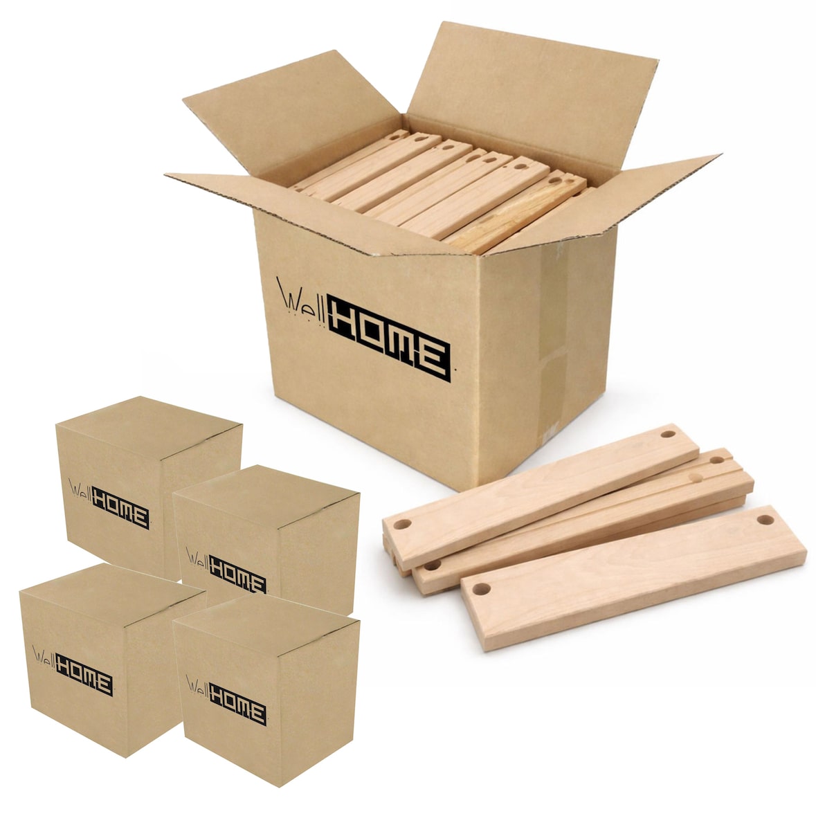 WellHome - Conjunto de 5 Caixas de Lenha de faia 75 kg (5 x 15 kg) madeira seca natural para lareiras, churrasqueiras e fornos