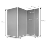 thumbnail of Filz Stellwand - Trennwand 3-teilig  mit Rollen - doppelseitig nutzbar / 180 x 180 cm Grau