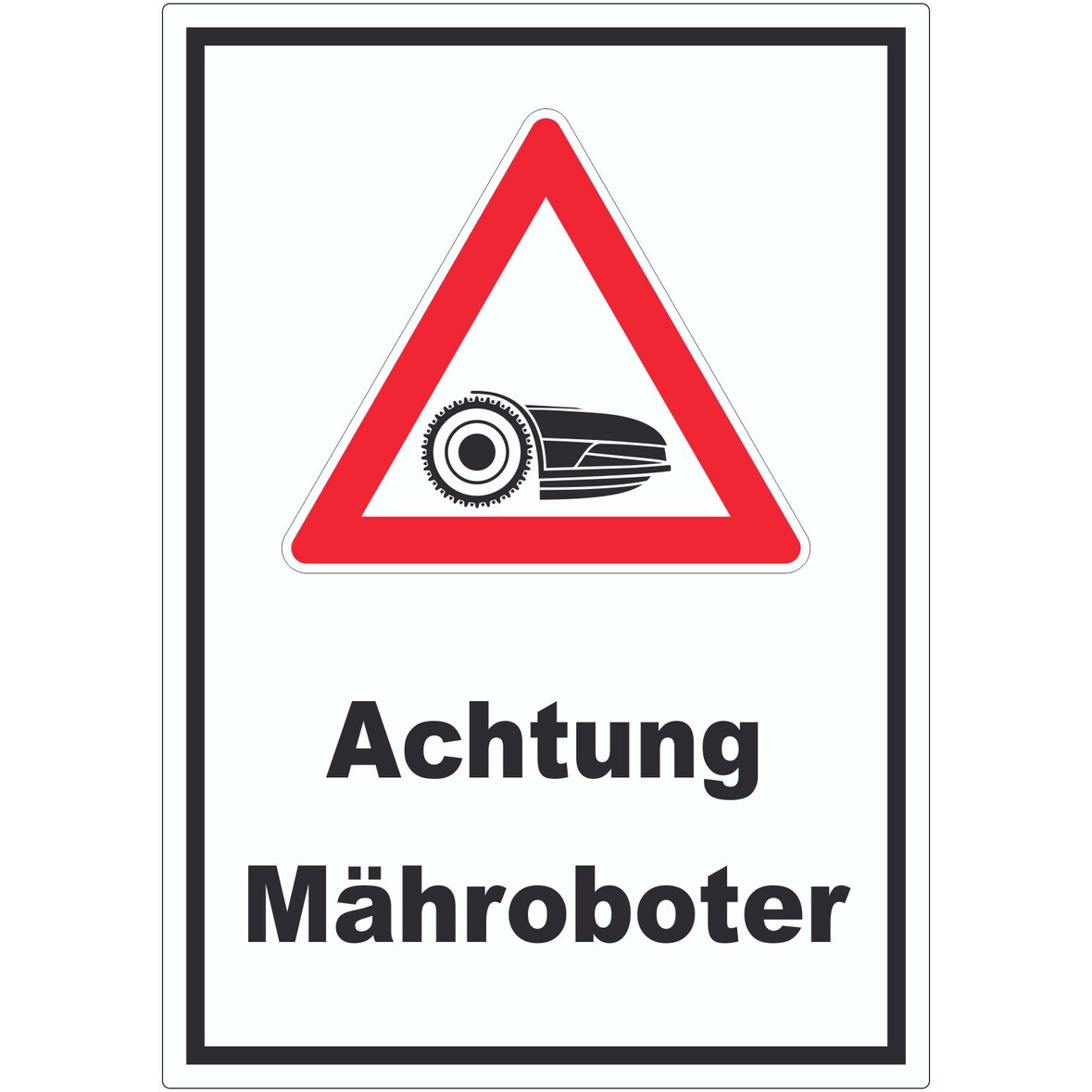 Achtung Mähroboter Aufkleber A2 (420x594mm)