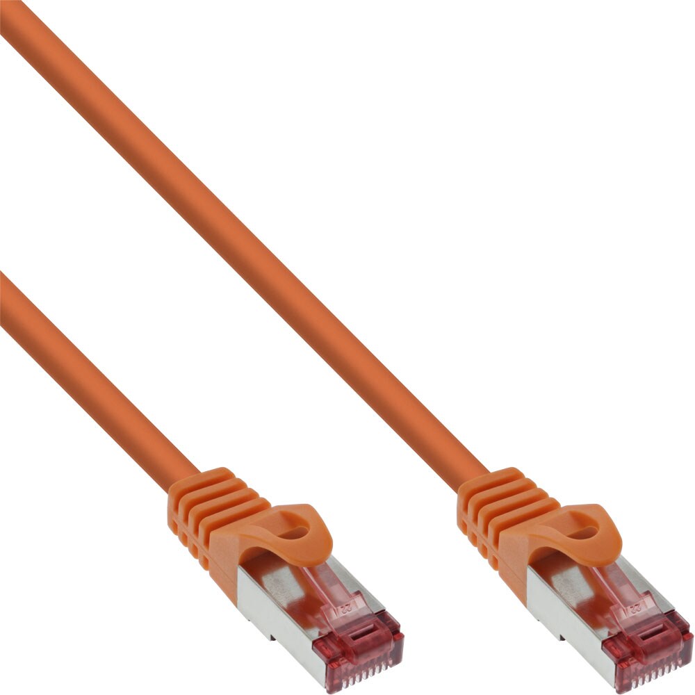InLine® 76450O Patchkabel, S/FTP (PiMf), Cat.6, 250MHz, PVC, Kupfer, orange, 0,5m