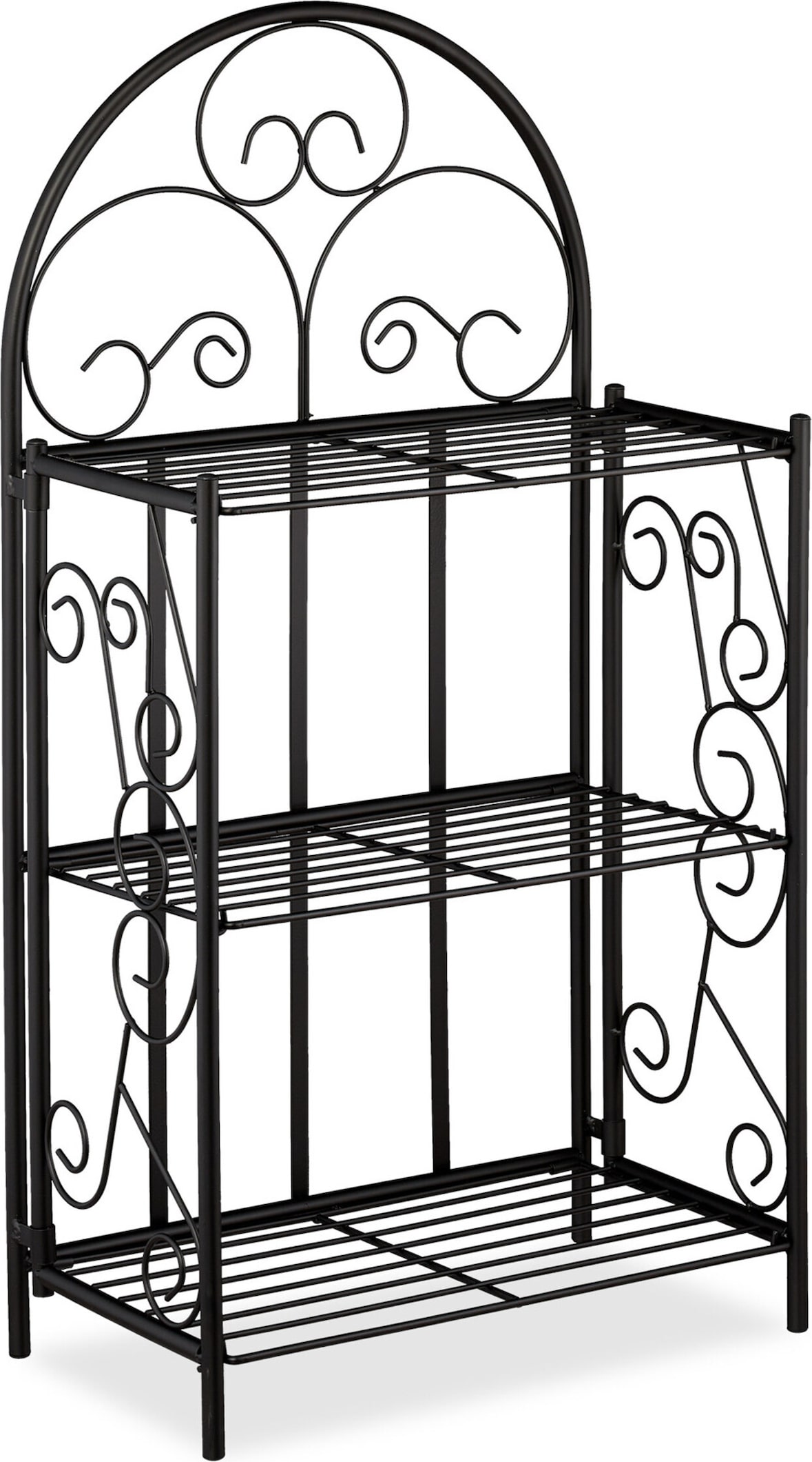 Relaxdays Blumenregal, klappbar, 3 Ebenen, Balkon, Garten & Indoor, Metall, Pflanzenregal HBT 83 x 44,5 x 25 cm, schwarz