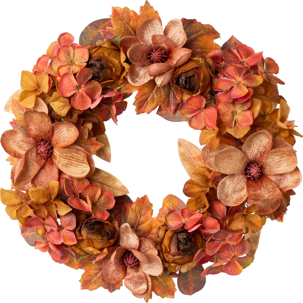 CREATIV green künstliche Pflanze Magnolien-Mixkranz, 42cm, herbstmix,