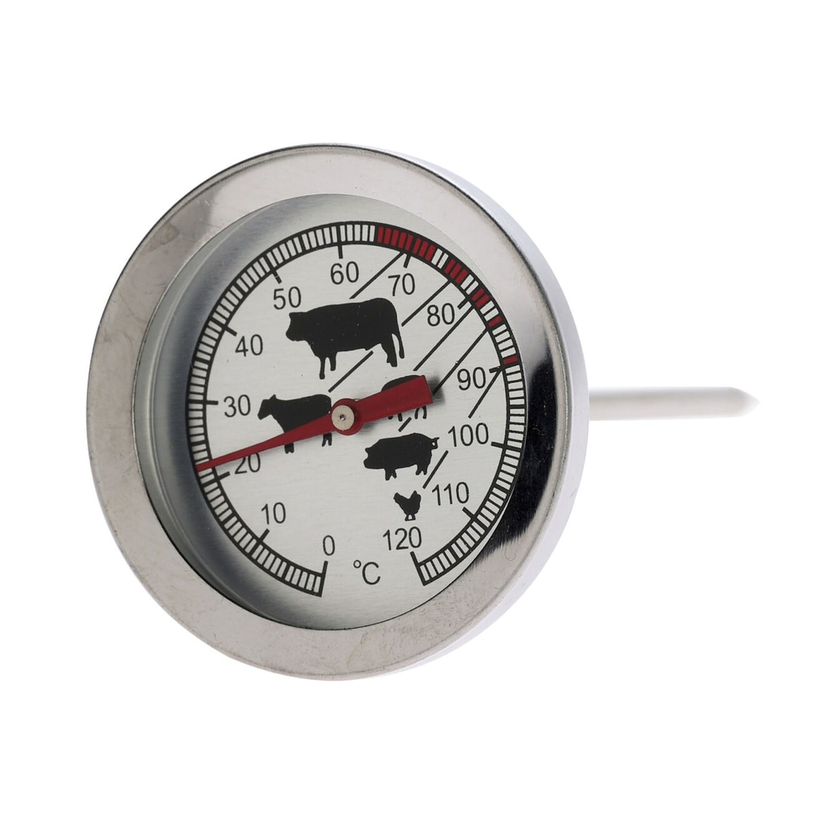 WellHome - Vleesthermometer van roestvrij staal - 300 graden Celsius - Temperatuurindicator tot 120 graden Celsius