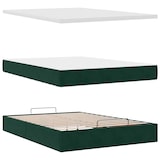 thumbnail of vidaXL Ottoman-Bett mit Matratze & LEDs Dunkelgrün 140x190 cm Samt