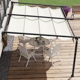 thumbnail of Outsunny pérgola de pared 4x3 m cenador de jardín con techo retráctil de poliéster y marco de acero para celebraciones fiestas bodas