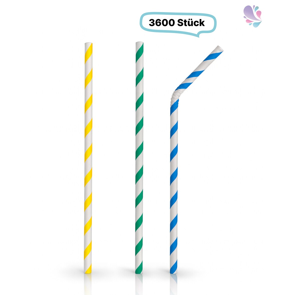 Papier- Trinkhalm, Flex - BUNT 5,8 x 220 mm, 3.600 Stk