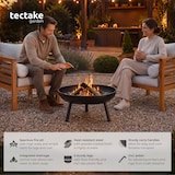 thumbnail of TECTAKE Braseiro de aço com atiçador, 2 pegas, drenagem, resistente ao calor, preto 66,5 x 57,5 x 29,5 cm