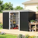 thumbnail of Outsunny cobertizo de jardín 280x130x172 cm base 3,2 m² caseta metálica para almacenamiento de herramientas con 2 puertas base y 2 ventanas