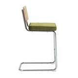 thumbnail of Lot de 2 chaises hautes en acier et velours vert olive