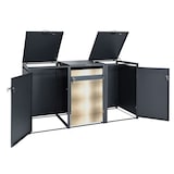 thumbnail of 3er Mülltonnenverkleidung HWC-J82, Mülltonnenbox, erweiterbar, Metall 80kg, anthrazit ~ gold