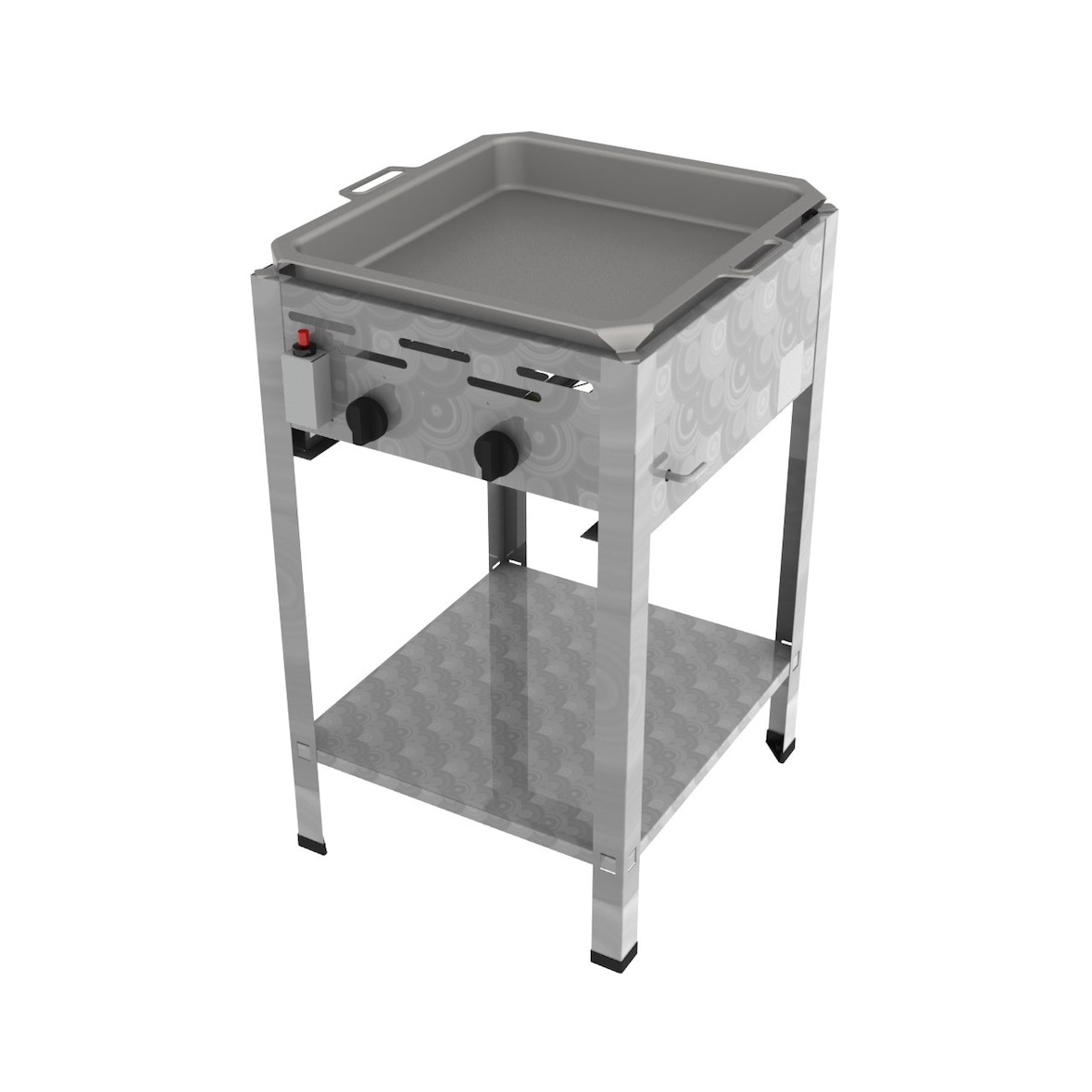 ChattenGlut Professional Gastrobräter 2-flammig Standgerät 9,0kW und Edelstahlpfanne