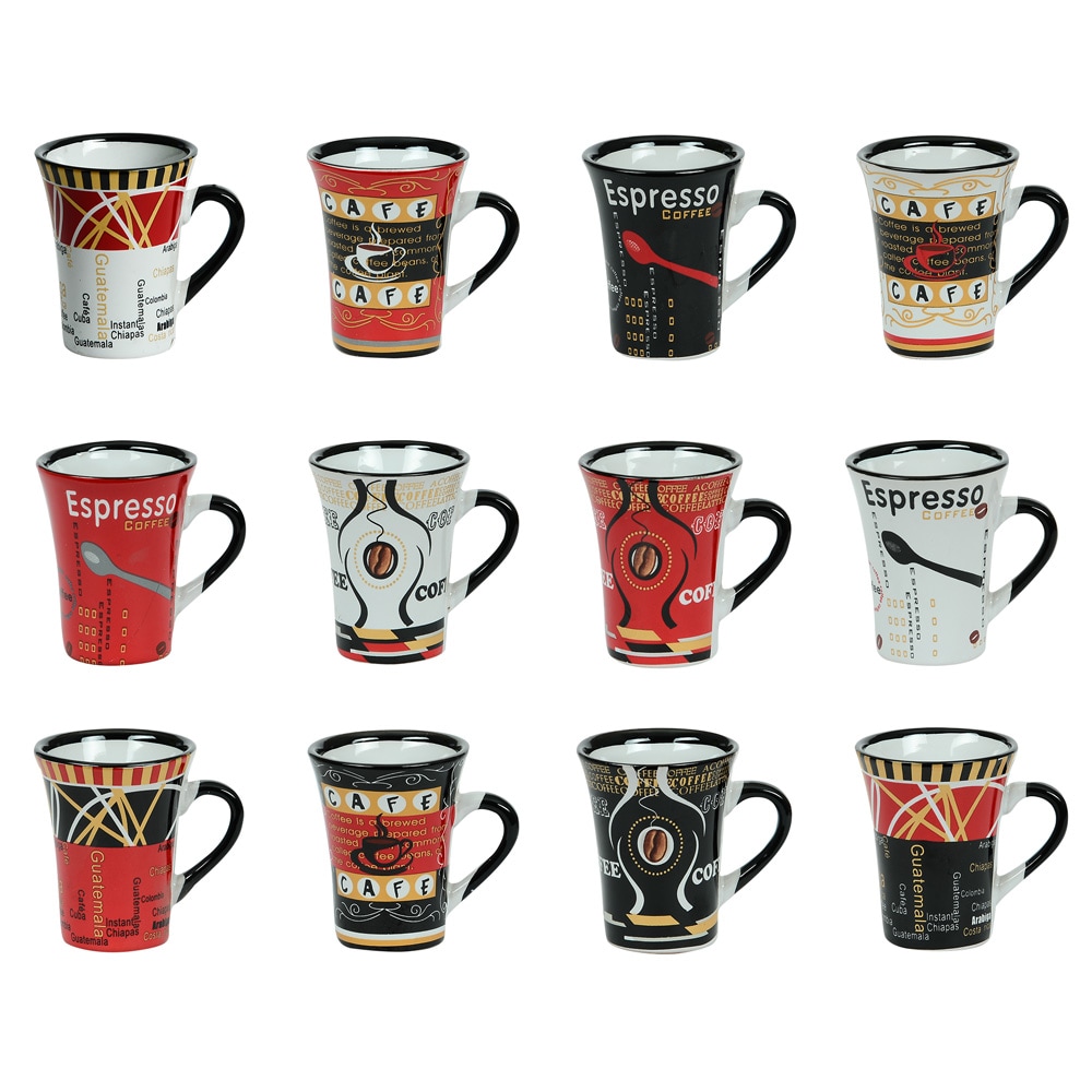 Coffret de 12 tasses à expresso Color 8 cl 8.00 cl Multicolore Rond Porcelaine Table Passion 9.00x6.00 cm