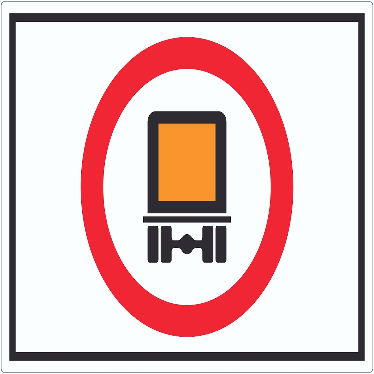 Verbot Kfz mit Gefahrgut Symbol Aufkleber A4 (210x297mm)