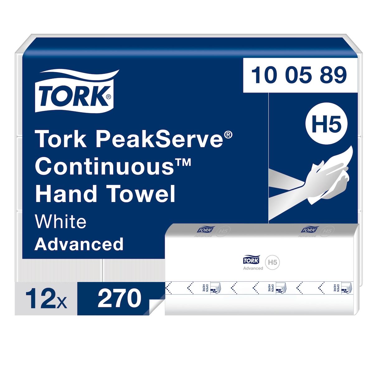 Tork PeakServe  Endlos -Papierhandtücher Weiß H5, Advanced-Qualität, komprimiert, 12 × 270 Tücher, 100589