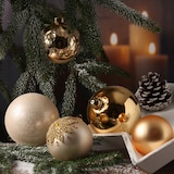 thumbnail of Christbaumkugel Weihnachtskugel Glas 3 Größen glänzend matt glitzernd gold 12St