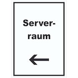 thumbnail of Serverraum Schild mit Text und Richtungspfeil links Computer IT PC hochkant A1 Rückseite selbstklebend