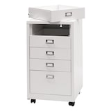 thumbnail of Rollcontainer | HxBxT 75x40x41cm | Metall 5 Schubladen | Weiß | Schubladenschrank Stahlschrank Aktenschrank