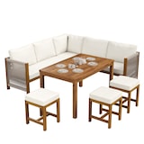 thumbnail of Merax Gartenlounge-Set für 8 Personen, Gartenmöbel Sitzgruppe(7-tlg), mit Seilgeflecht, Akazie, Beige+Natur
