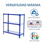 thumbnail of SimonRack Scaffalatura metallica, 900x800x300 mm, 3 livelli, ripiano metallico, 180 kg al punto di flessione, Blu/Zincato - Simonclick