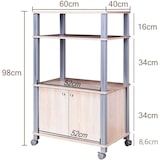 thumbnail of COSTWAY Magnetron Keukenrek met Wieltjes en 2 Deuren, Multifunctioneel en Flexibel