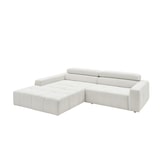 thumbnail of KAWOLA Sofa RENO Ecksofa Feincord weiß mit motorischem Sitzvorzug Longchair links