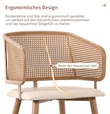thumbnail of Esszimmerstuhl Set 4 Rattan Rückenlehne PU Leder Sitzkissen Beige+Braun 51x47x79 cm rutschfeste Füße Metallbeine Holzoptik