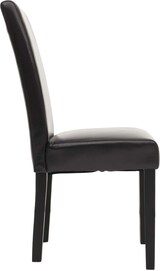thumbnail of 2er-Set Esszimmerstuhl HWC-N66, Stuhl Küchenstuhl Lehnstuhl Massivholz Kunstleder ~ schwarz-braun, schwarze Beine