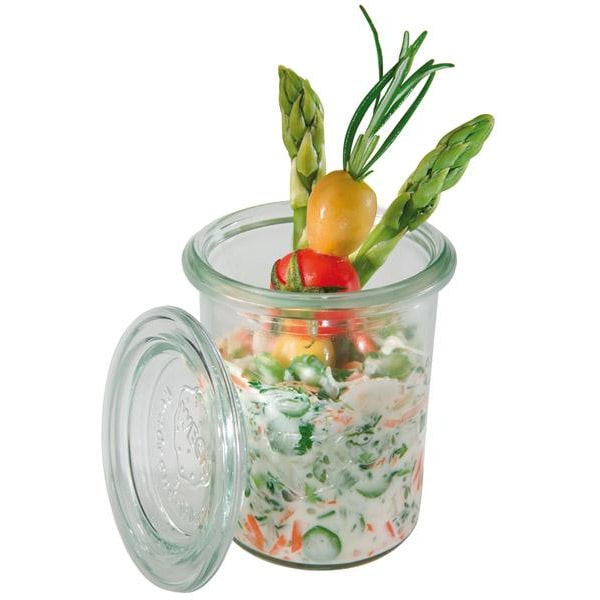 APS - Weck Tarros de vidrio con tapa, set de 12 unidades. Vasos con tapas