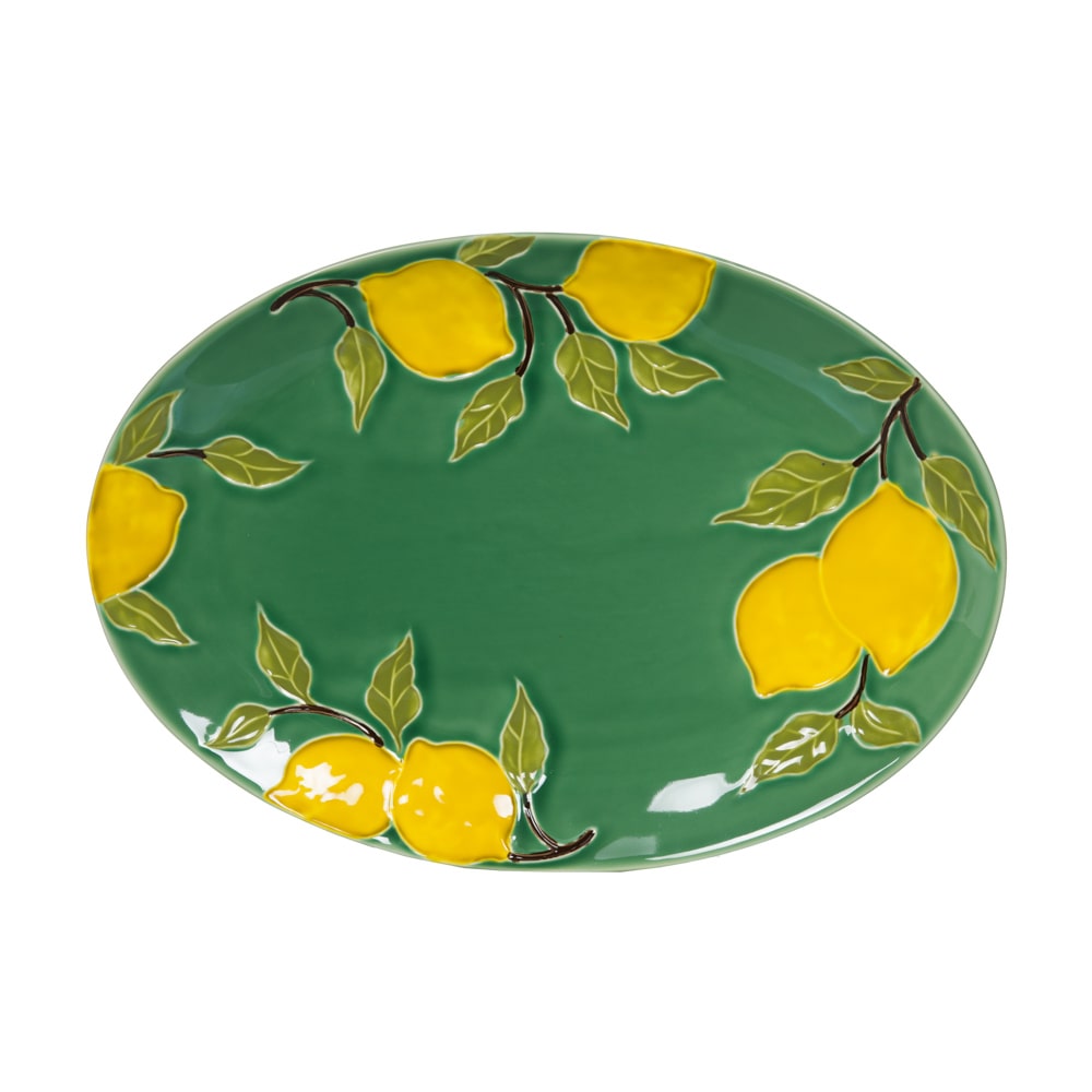 Plat ovale Lemon 39x28 cm -  Vert Ovale Grès Table Passion 39.00x28.00 cm