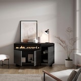 thumbnail of Credenza, Mobile, Cucina, Madia, mobile ingresso, 150x35x87cm, 3 Porte, Camino elettrico, Design industriale, Stile moderno, Nero _ 67_4