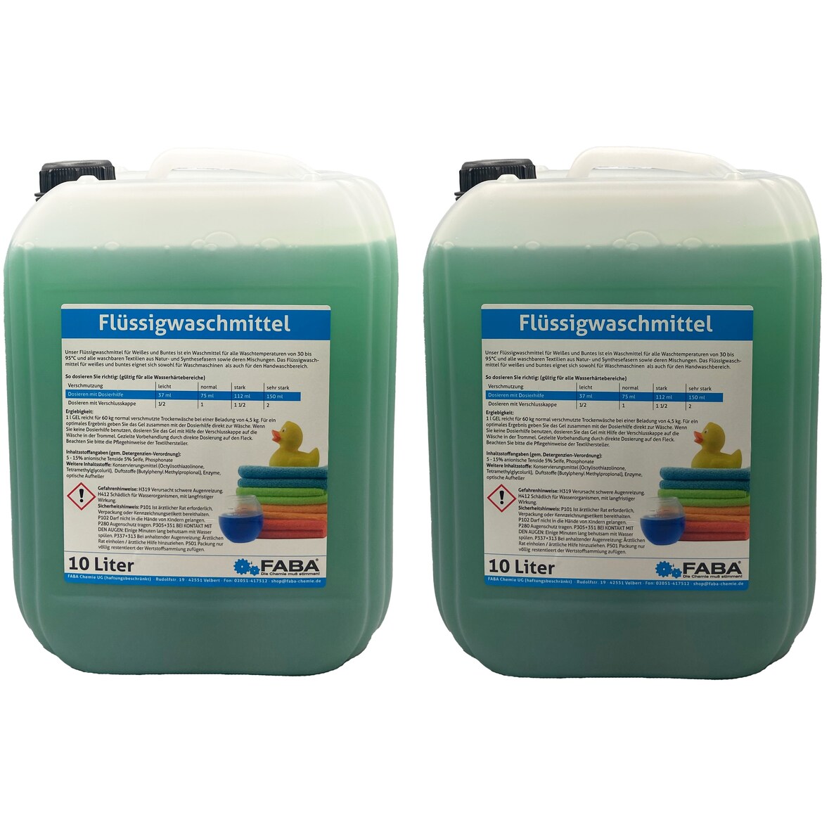 2 x 10 L Flüssigwaschmittel Konzentrat grün frisch angenehm Universal Color