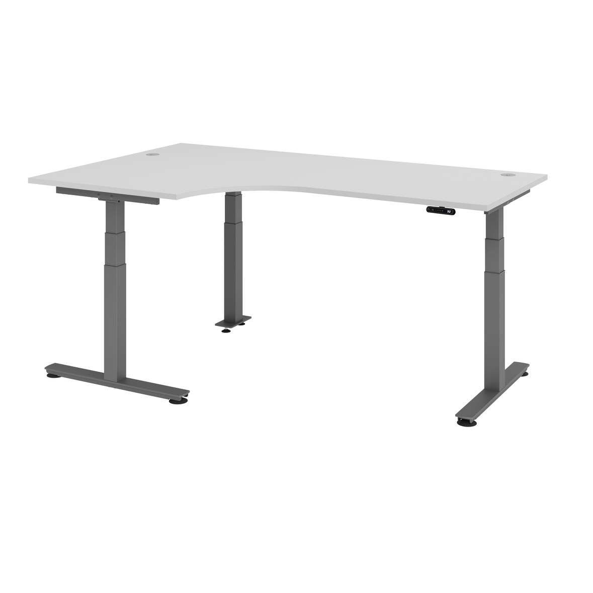 Hammerbacher-Sitz-Steh-Winkeltisch el.200x120cm 90° Grau-VXDSM82/5/G