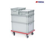 thumbnail of PROREGAL 2x Transportroller für Euroboxen 60x40cm mit Gummiräder rot | Geschlossenes Deck | 2 Lenkrollen & 2 Bremsrollen | Traglast 300kg