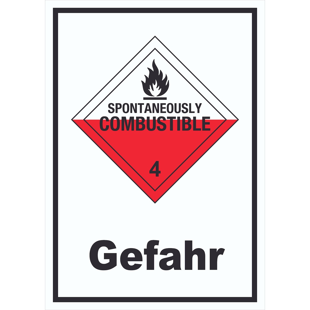 Schild Selbstentzündliche Stoffe Gefahr Spotaneously Combustible hochkant A1 (594x841mm)