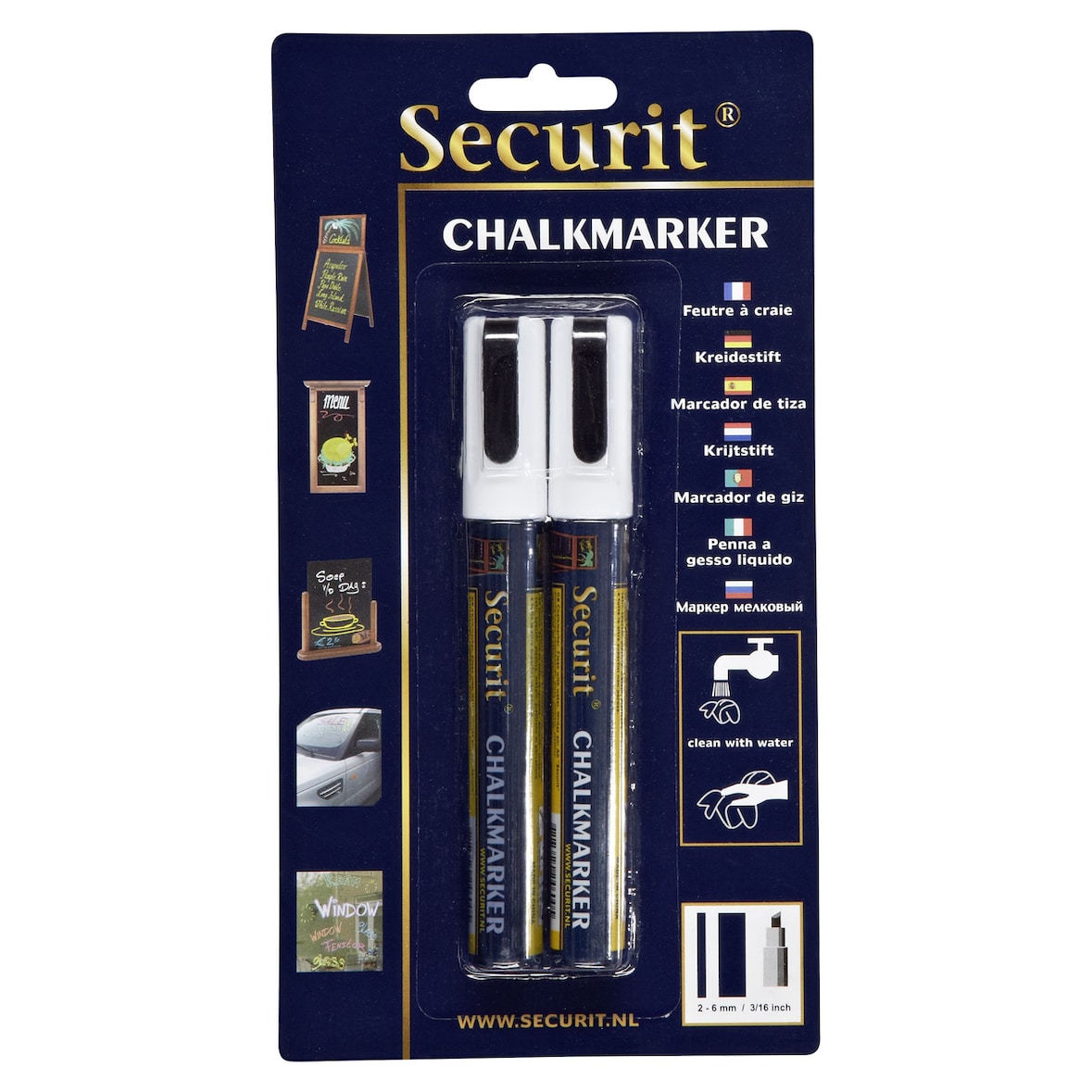 Securit Illumigraph Kreidemarker BL-SMA510-WT, weiß, Keilspitze, Strichbreite 2 - 6 mm, 2 Stück