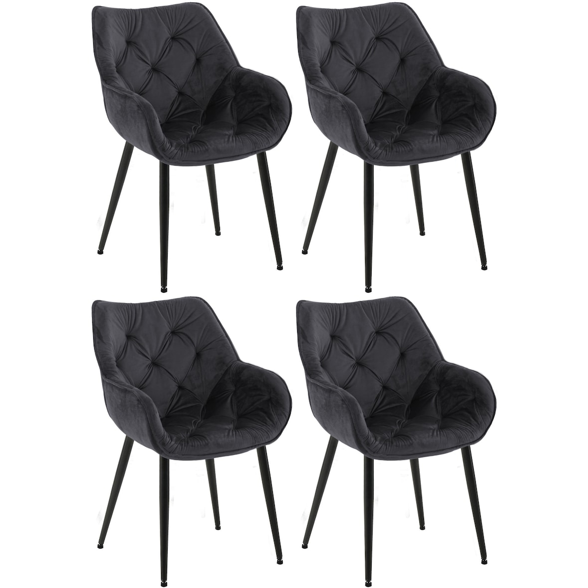 Set van 4 eetkamerstoelen Tanna zwart