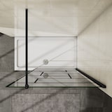 thumbnail of AICA Walkin Mampara Panel de ducha serigrafiada de línea negra Vidrio Templado de 8mm Antical con Barra 90cm Perfil Negro Mate (88-90)x200cm