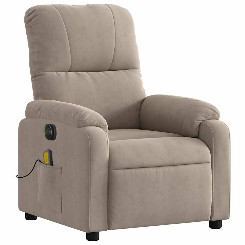 vidaXL Massagesessel Elektrisch Taupe Mikrofasergewebe